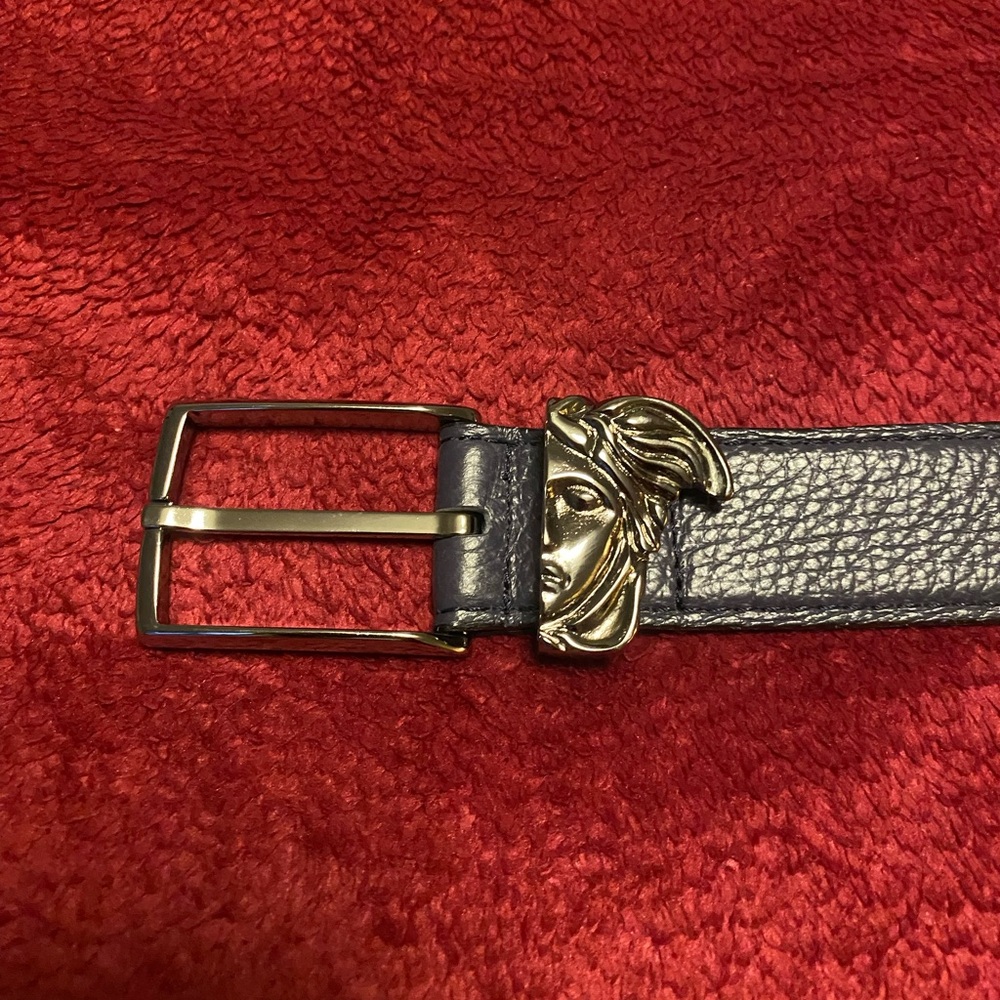 Versace Collection Medusa Belt Blue Vera Pelle Leather | 90 -105 | Made in Italy